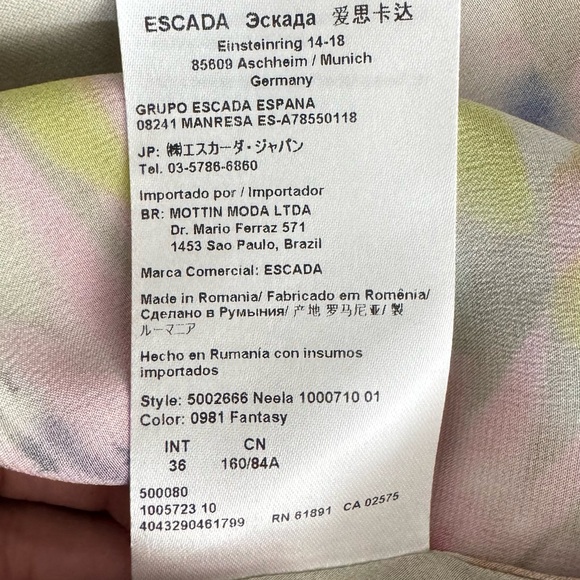 Escada Neela Silk Cowl Neck Blouse Sz 4 Multicolor Elegant Silk Top - Picture 7 of 9